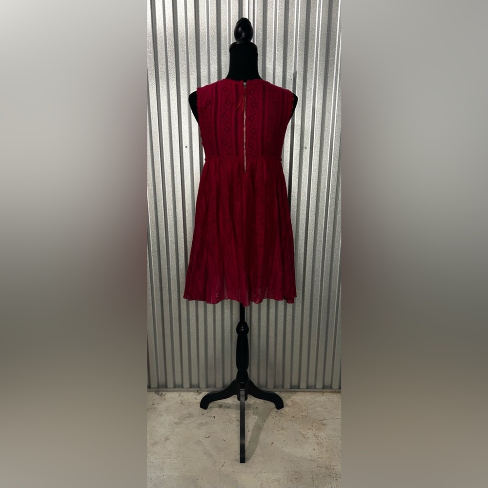 Women’s Free People Red Cotton Nylon Floral Back Zip Sleeveless Mini Dress Small - Picture 2 of 4